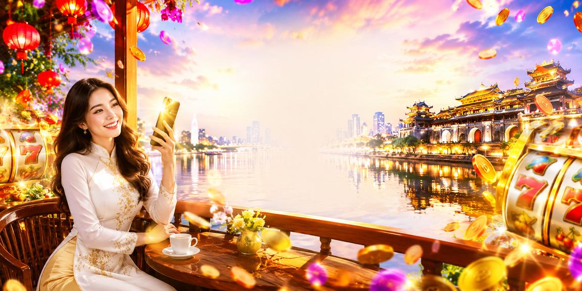 Người chơi slots tại quán cà phê Huế, tận hưởng game trên điện thoại